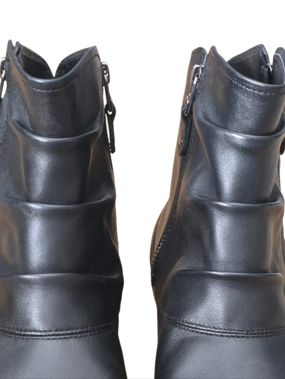 Josef Seibel Womens Black Leather Ruched Naly 24 Ankle Boots EU 40 (US 9-9.5)